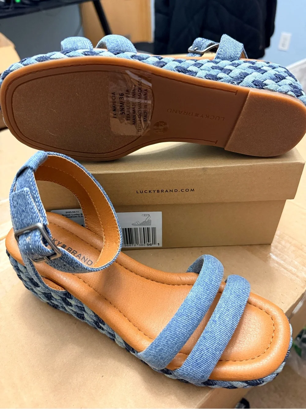 Lucky Brand Denim Blue Braided Wedge Sandal